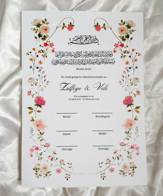Nikah certificaat ‘flowers’