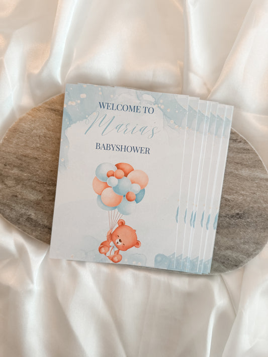 Babyshower Tafelkaarten 'Bear'